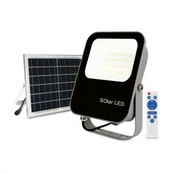 Projetor LED Solar Exterior com Comando 6500k 30W