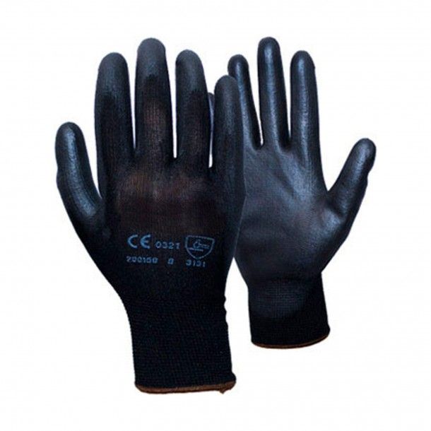 Luvas Nylon/PU Pretas - Tamanho 8 Luvas Nylon/PU Pretas - Tamanho 8