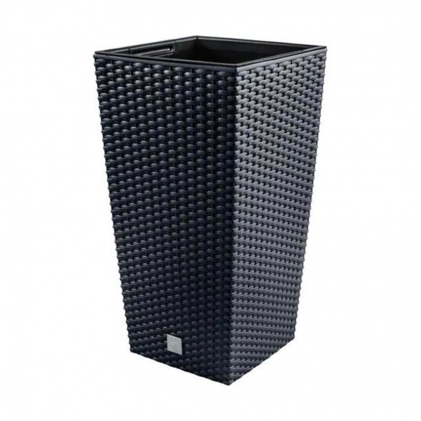 Vaso Quadrado Alto Estilo Ratan Antracite - 17 cm Vaso Quadrado Alto Estilo Ratan Antracite - 17 cm