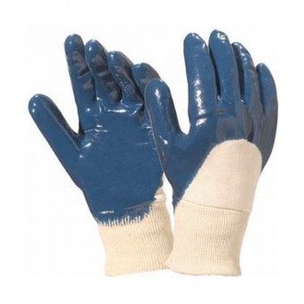 Luvas 2 Camadas Nitrilo Azul e Punho Malha - Tamanho 9