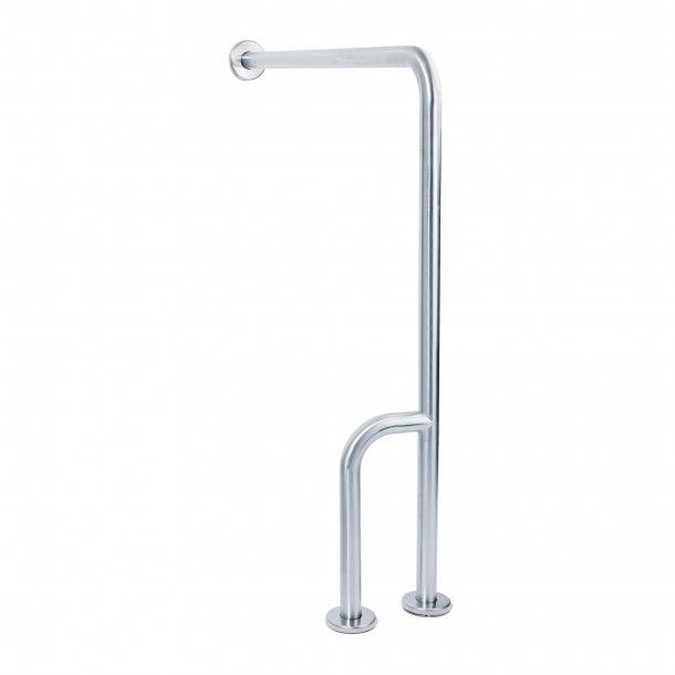 Barra de Apoio Parede e Chão 840x760mm Inox Esquerda Barra de Apoio Parede e Chão 840x760mm Inox Esquerda