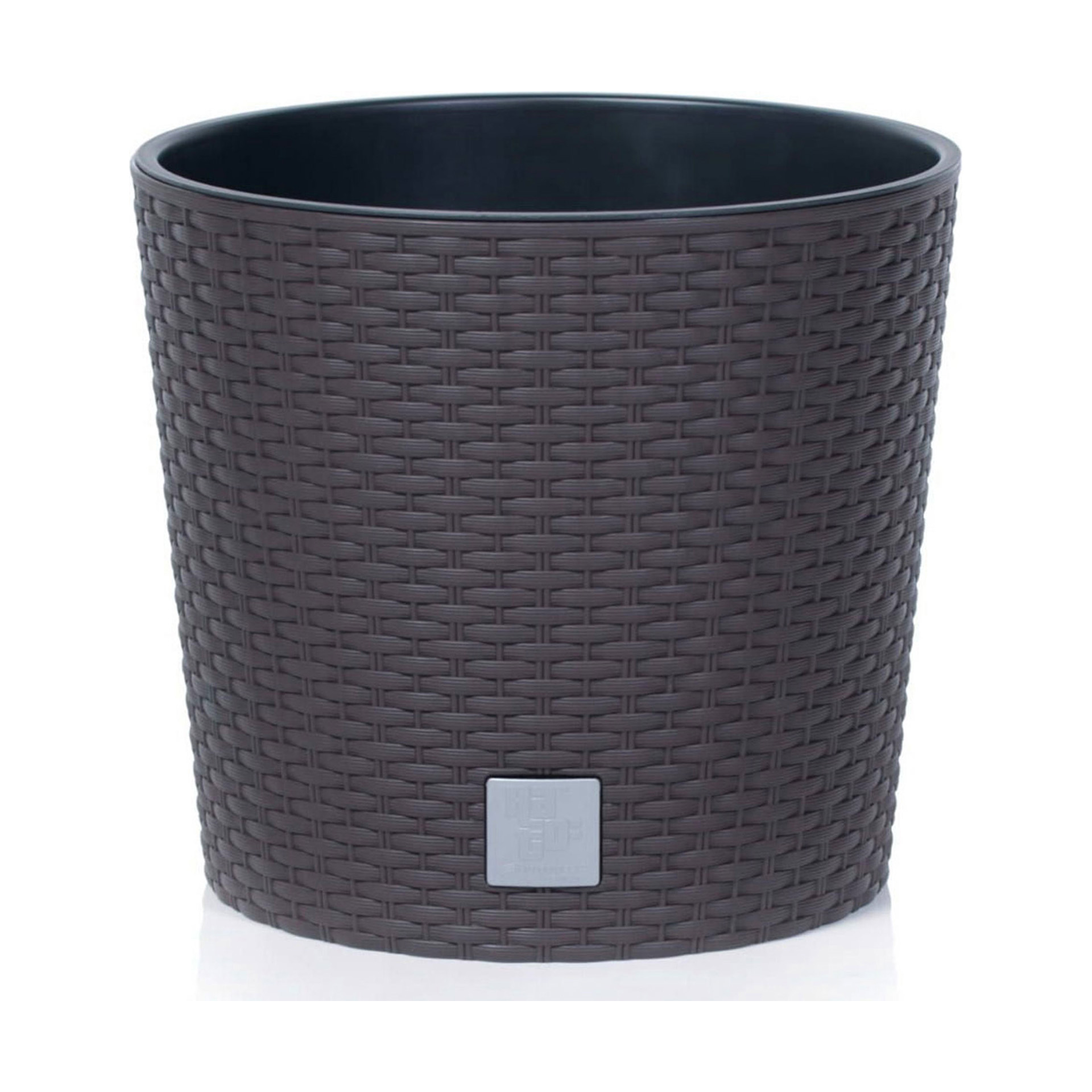 Vaso Redondo Baixo Estilo Ratan Castanho - 20 cm