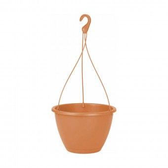 Vaso Plástico Suspenso com Prato Terracota - 24 cm Vaso Plástico Suspenso com Prato Terracota - 24 cm