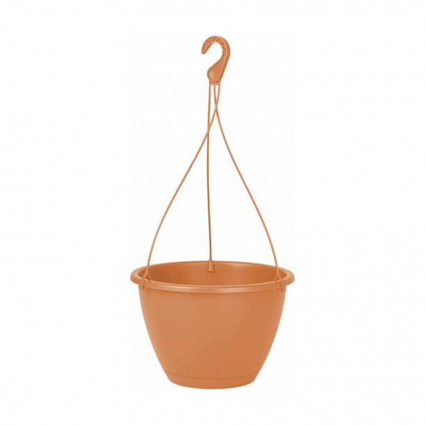 Vaso Plástico Suspenso com Prato Terracota - 24 cm Vaso Plástico Suspenso com Prato Terracota - 24 cm