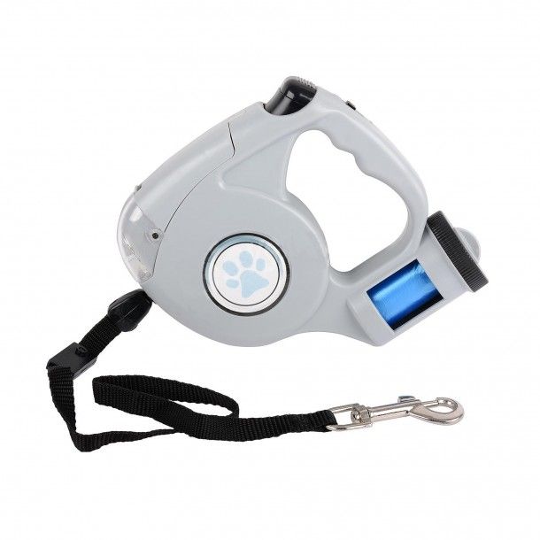 Trela para Cão Extensível 5M com Porta Sacos e Luz Mascow Trela para Cão Extensível 5M com Porta Sacos e Luz Mascow