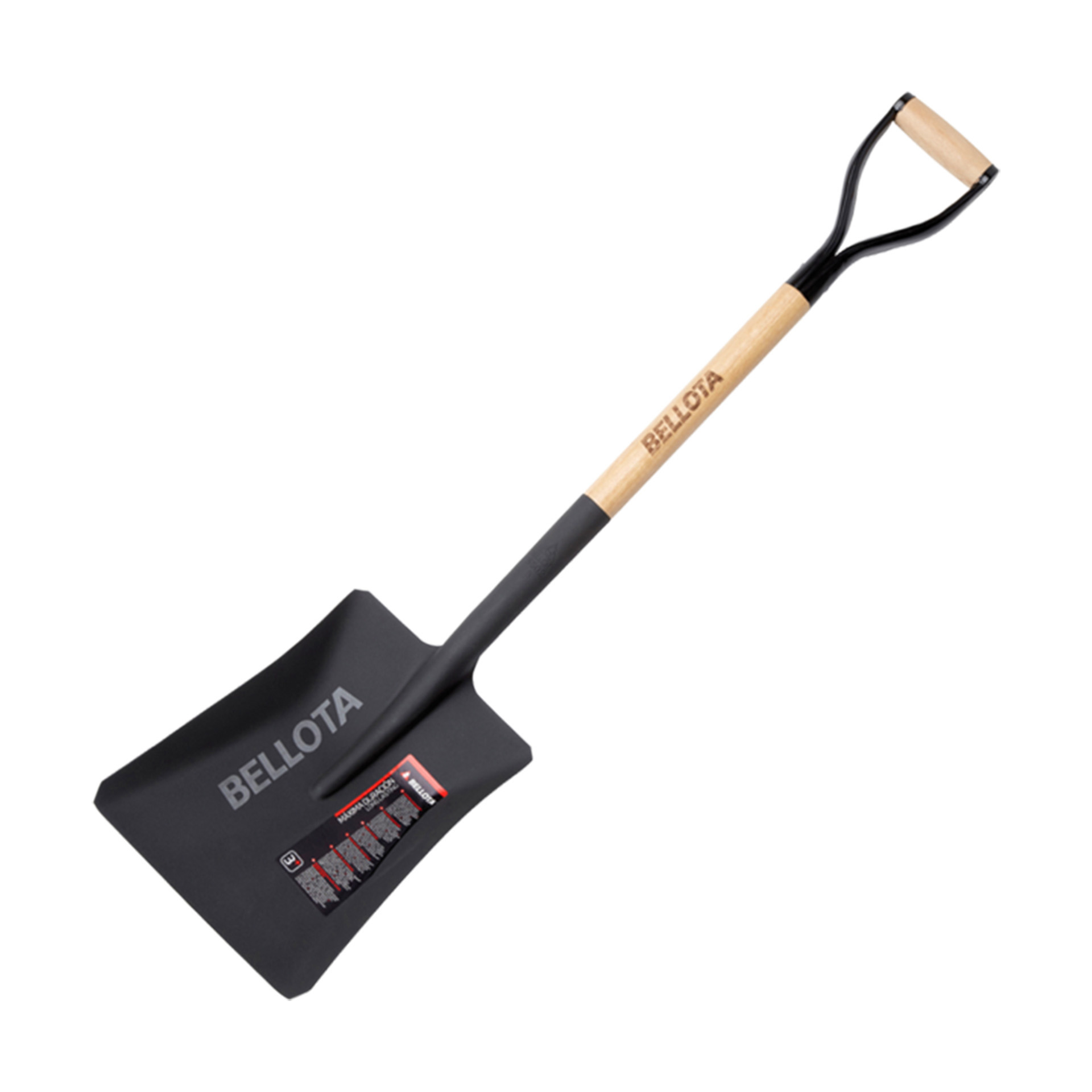 Pá Quadrada com Cabo de Madeira Preta Bellota