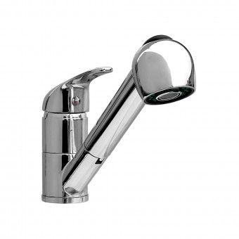 Torneira de Bancada Monocomando Bica Baixa Chuveiro Cromado