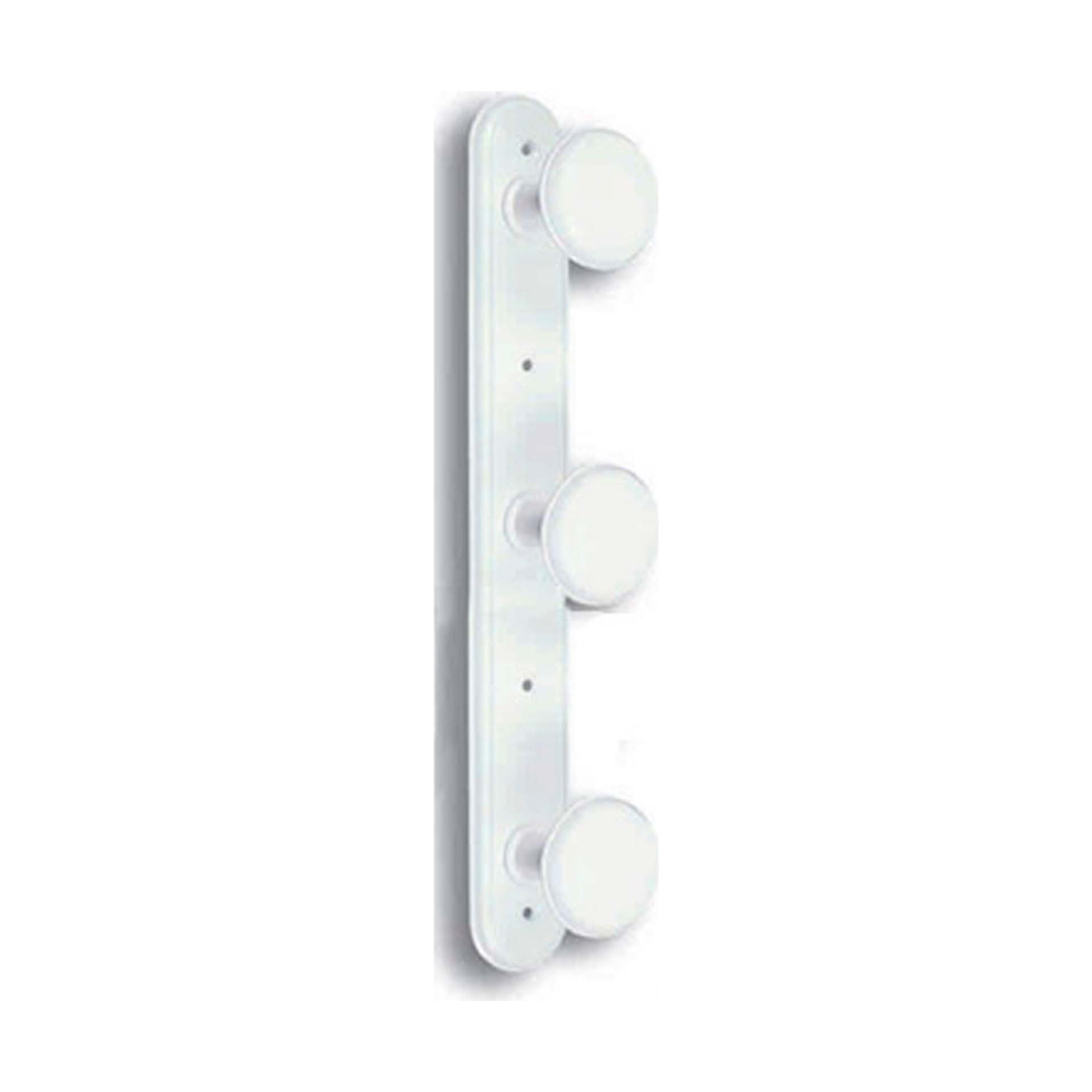 Cabide de Parede 3 Suportes Bola 330x40x60mm Aço Branco Jaben