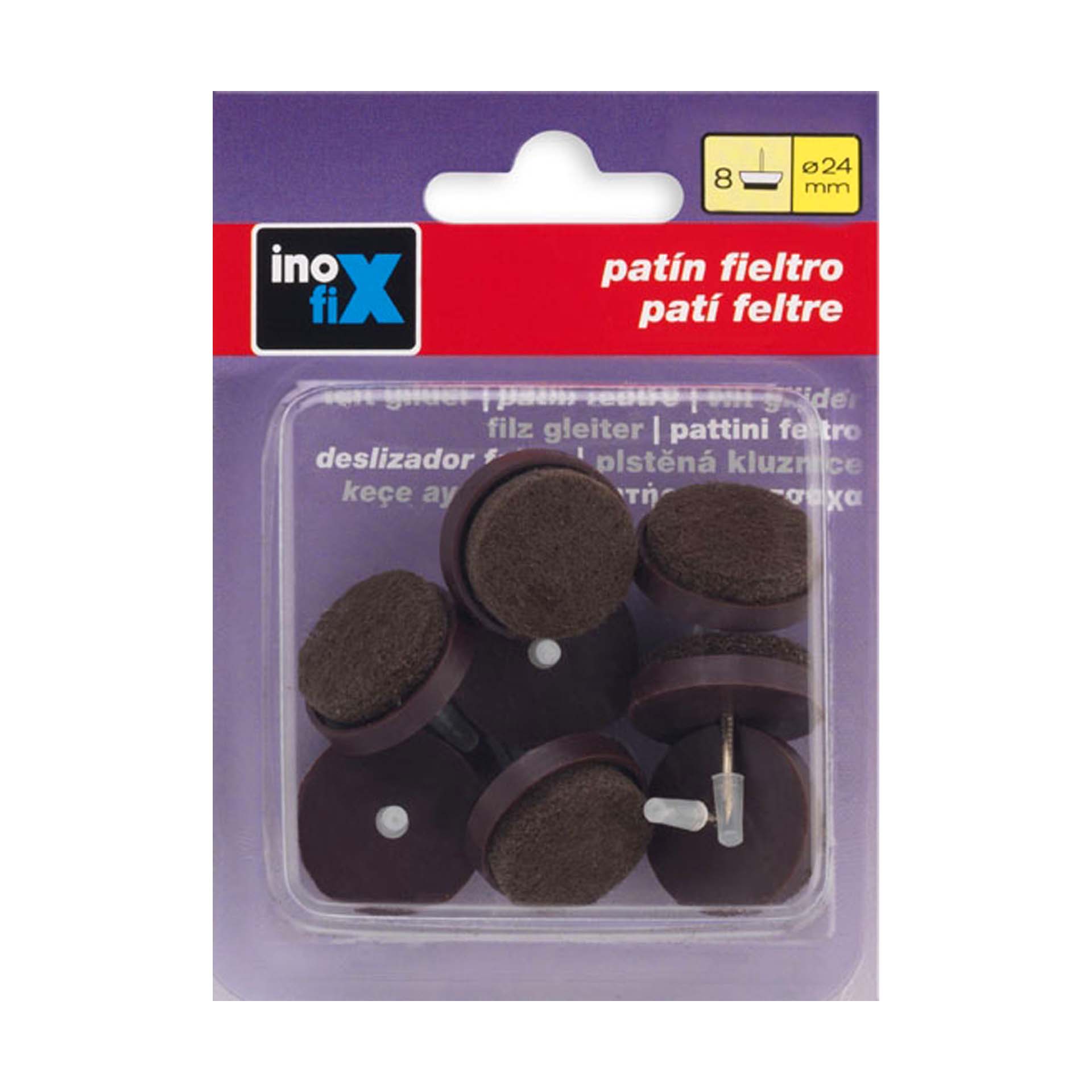 Protetor de Piso de Feltro com Prego 24mm Castanho 8 Uni Inofix