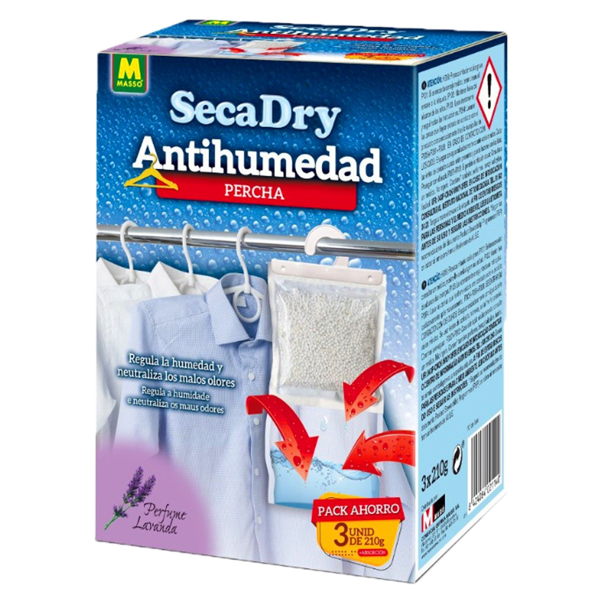 Desumidificador Para Roupeiros Pack 3 x 210g Secadry