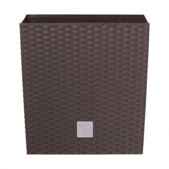 Vaso Quadrado Baixo Estilo Ratan Castanho - 17 cm
