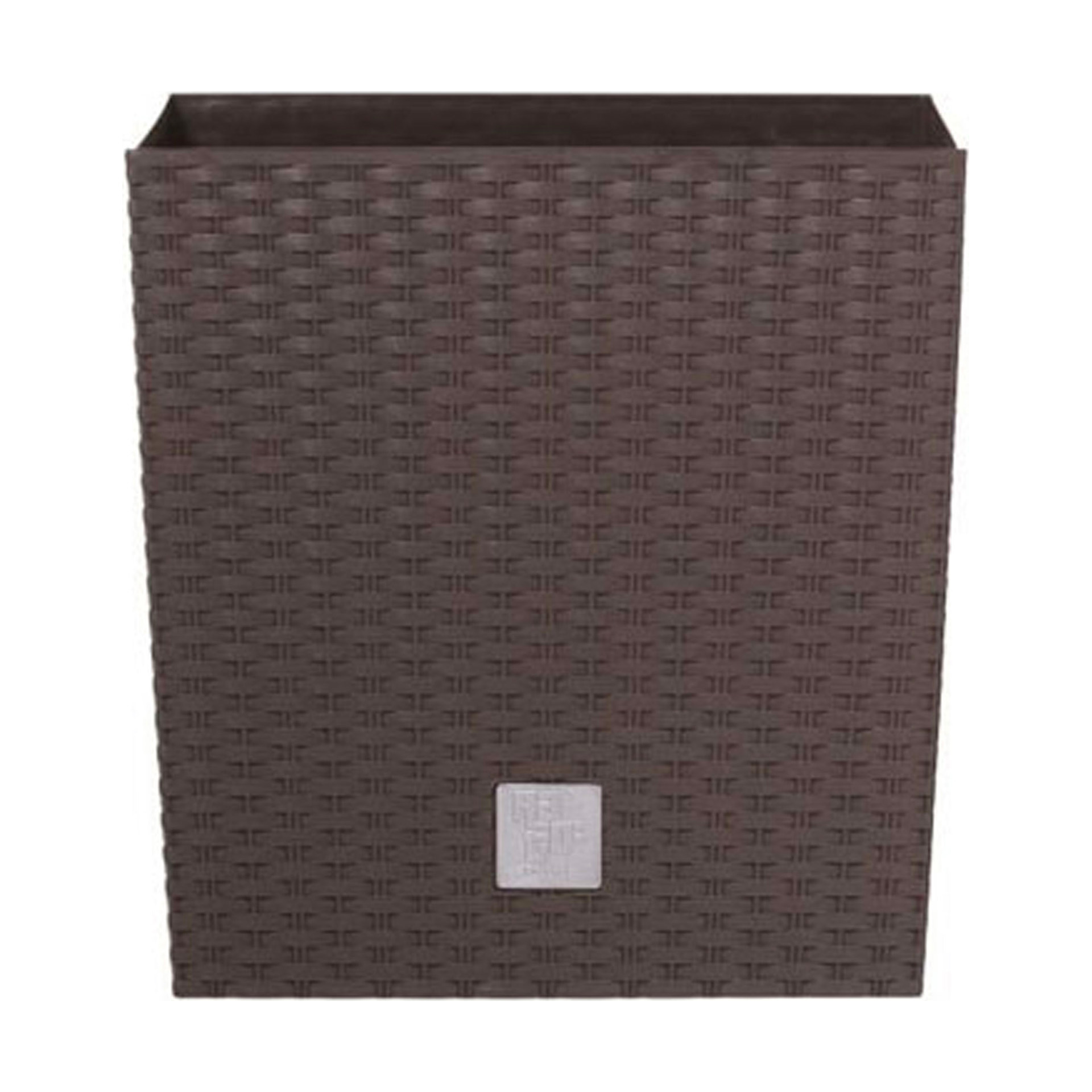 Vaso Quadrado Baixo Estilo Ratan Castanho - 17 cm