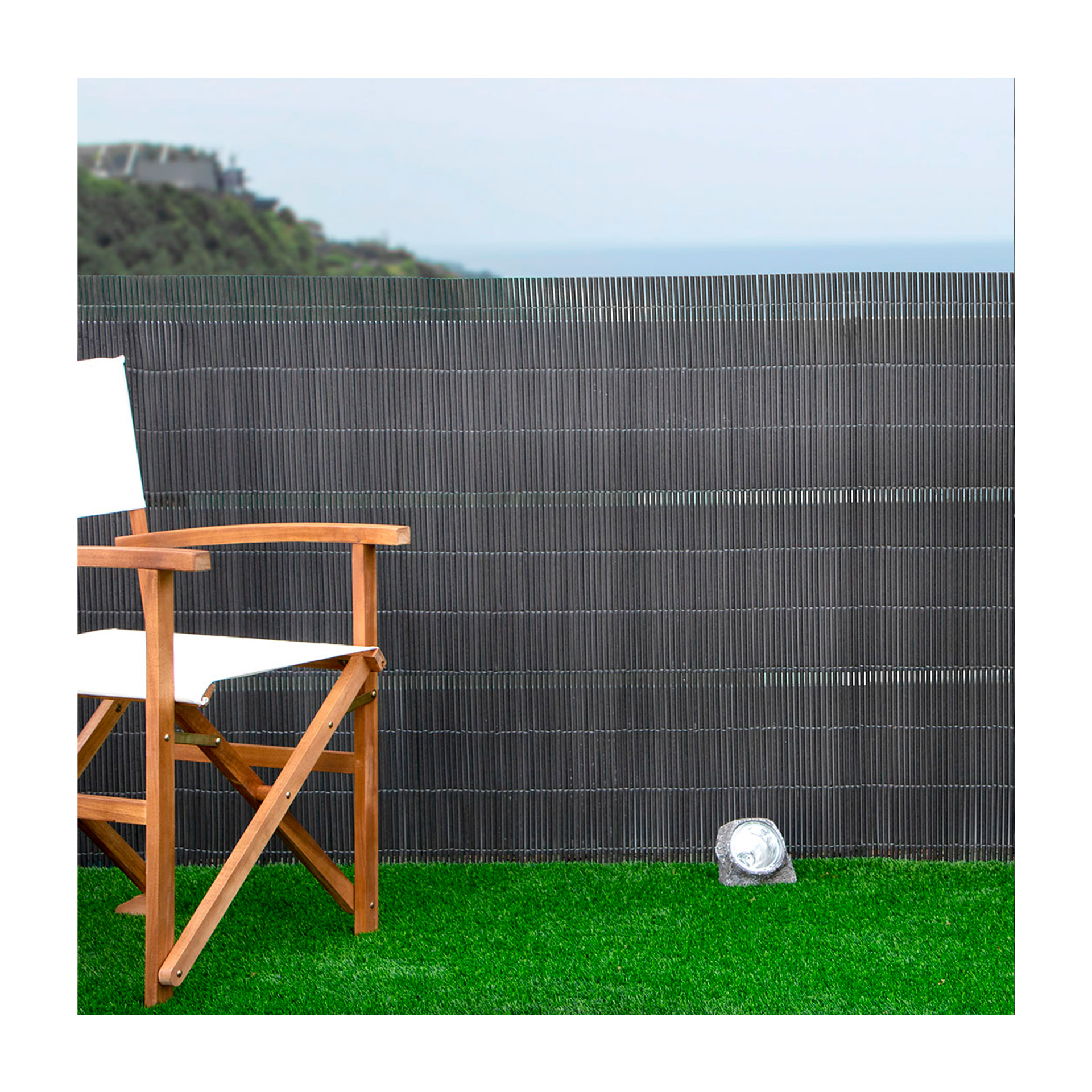 Vedação Fixa Mimbre Sintético Antracite 90x300cm Catral