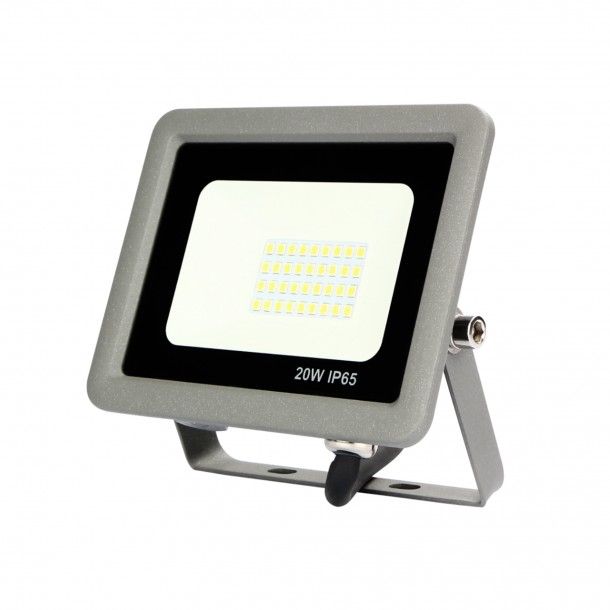 Foco Projetor Exterior Led Slim 20W 2000Lm 6500K Cinza