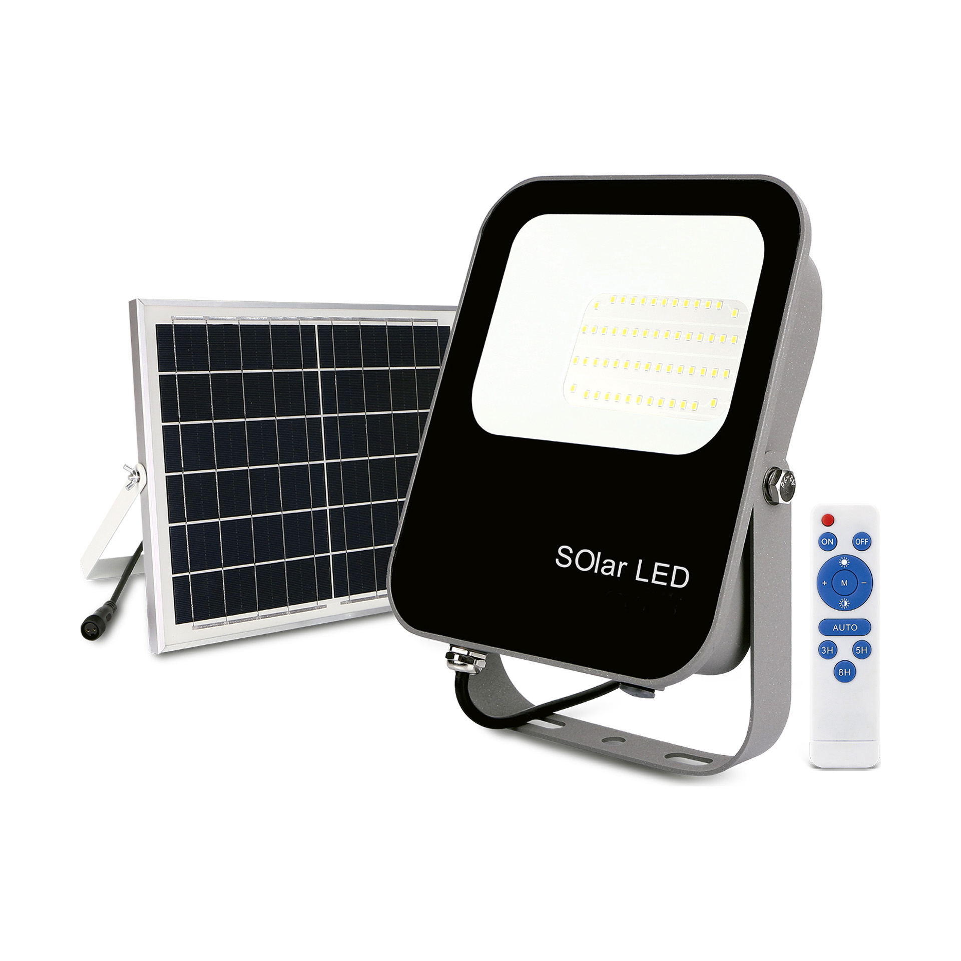Projetor LED Solar Exterior com Comando 6500k 30W