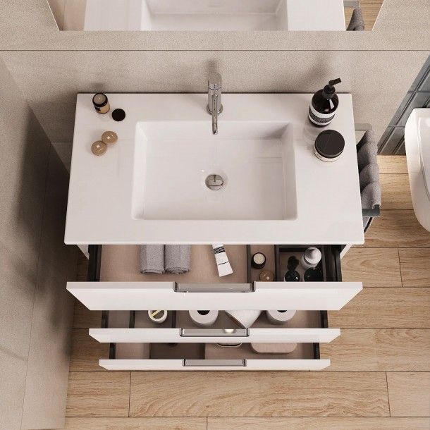 Mvel Casa de Banho Dedicato com Lavatrio 80x73x45cm Branco Banhoazis