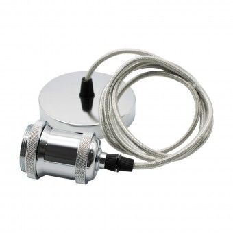 Cabo de Suspens�o para L�mpada com Casquilho Vintage E27 Cromado