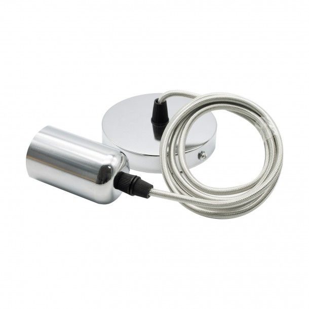 Cabo de Suspens�o para L�mpada com Casquilho E27 Cromado