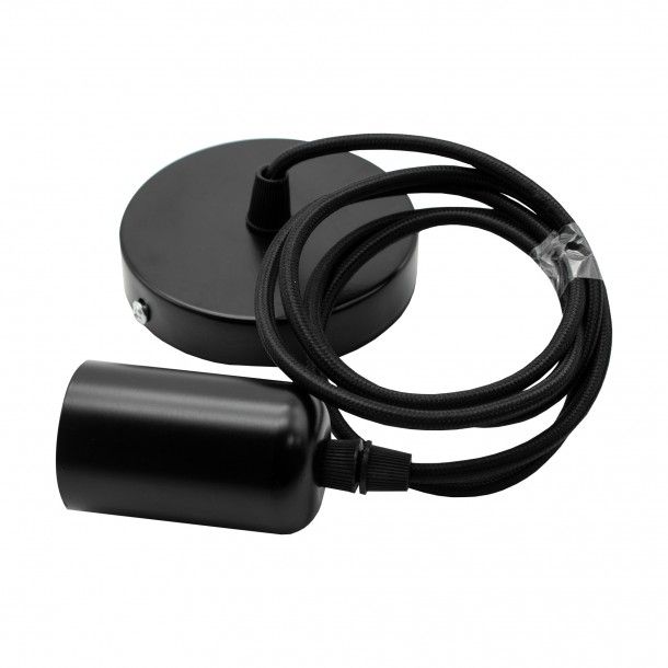 Cabo de Suspens�o para L�mpada com Casquilho E27 Preto Mate