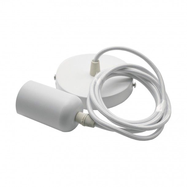 Cabo para Suspens�o de L�mpada com Casquilho E27 Branco Mate