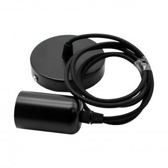 Cabo de Suspens�o para L�mpada com Casquilho E27 Preto Mate