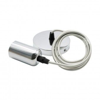 Cabo de Suspens�o para L�mpada com Casquilho E27 Cromado