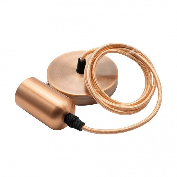 Cabo para Suspens�o de L�mpada com Casquilho E27 Ouro Rosa Mate