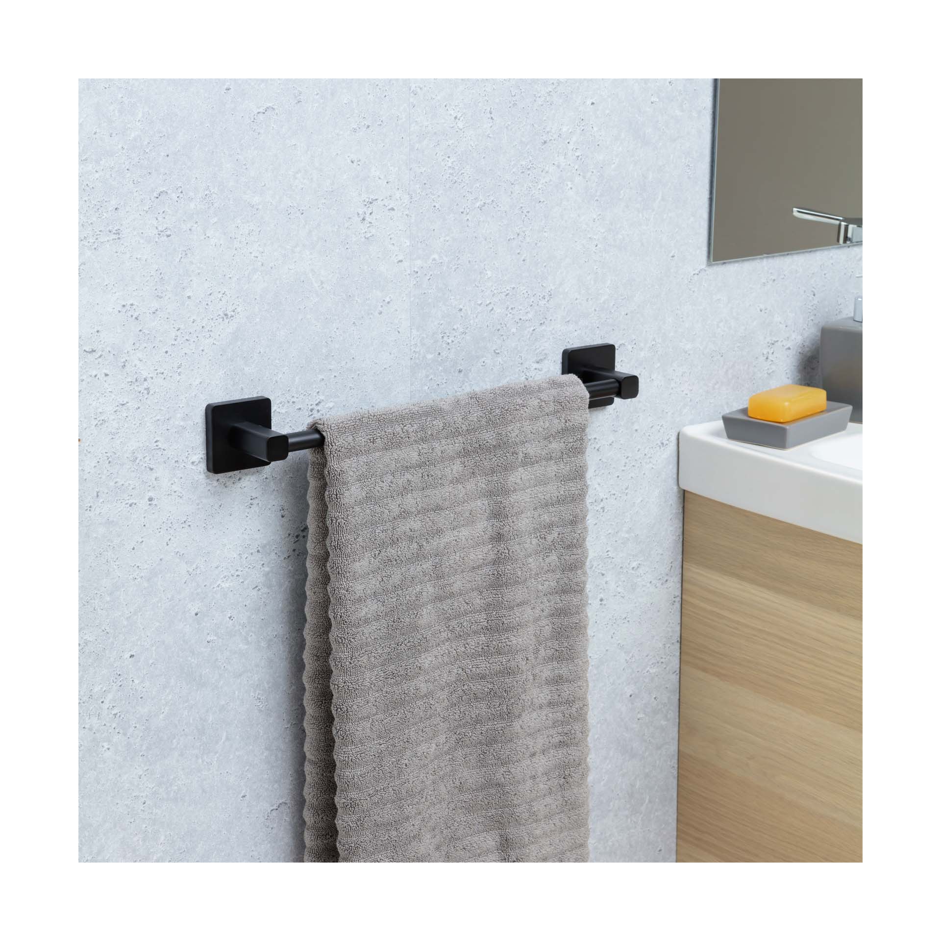 Toalheiro Nero 60cm Inox Preto Tatay