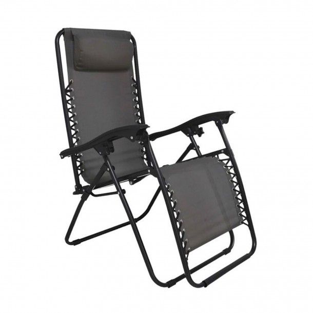 Espreguiadeira Dobrvel Tumbona Cinza 64x177x113cm