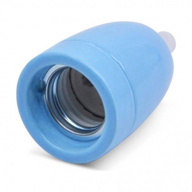 Casquilho de Porcelana para L�mpada E27 Azul