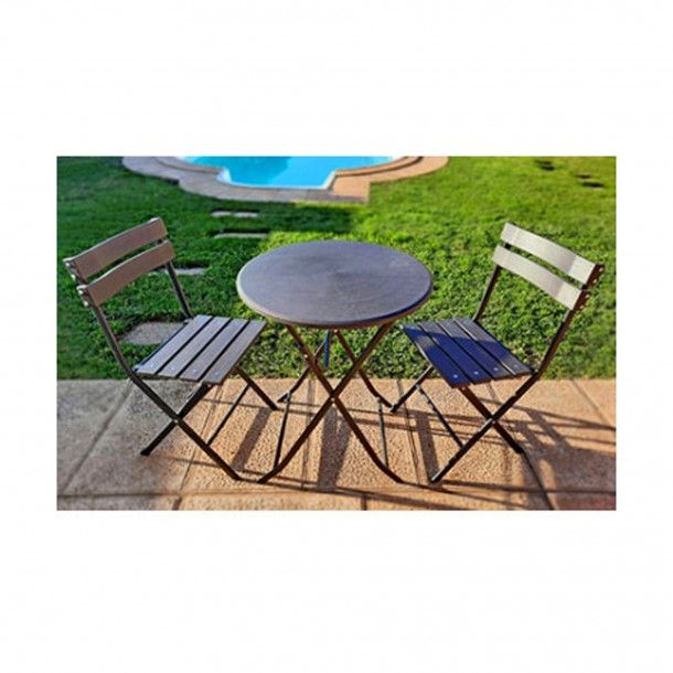Conjunto Mesa Redonda 60cm e 2 Cadeiras Jardim