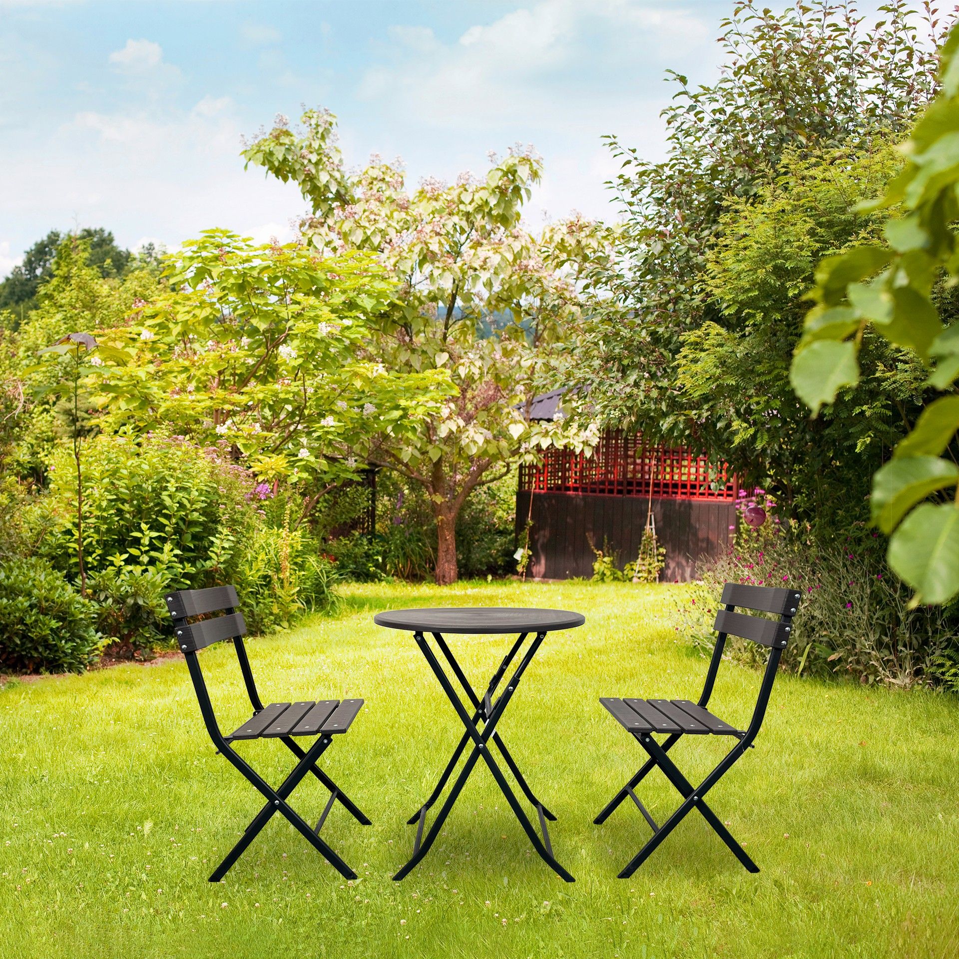 Conjunto Mesa Redonda 60cm e 2 Cadeiras Jardim