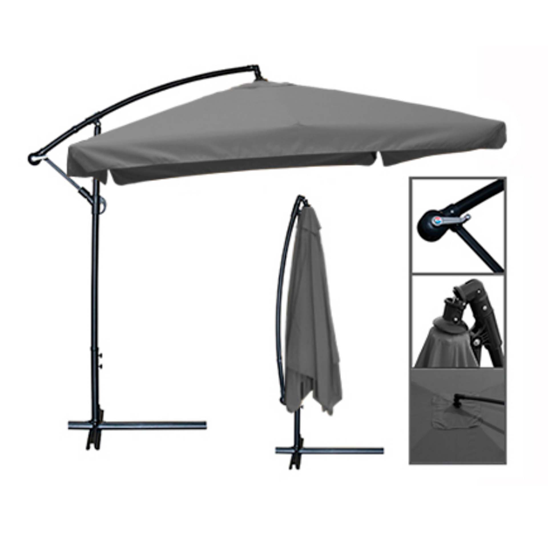 Guarda-Sol Quadrado com Aba de Ferro Cinza 2,50m