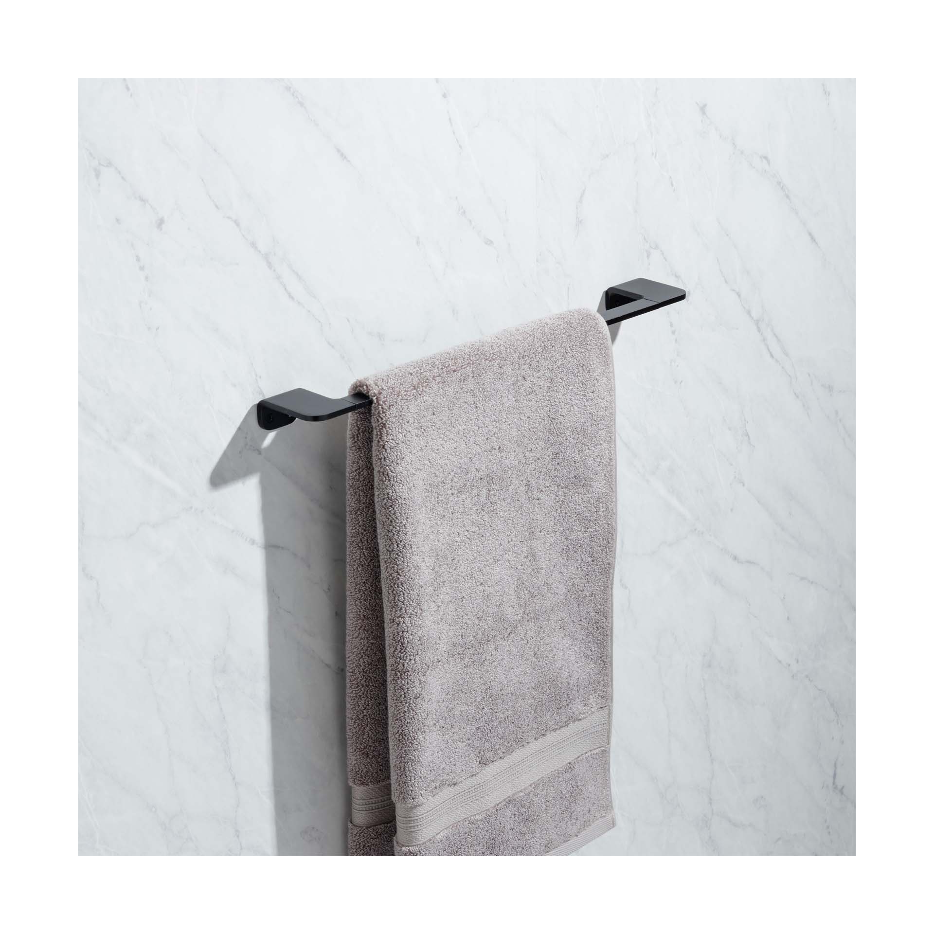 Toalheiro Barra de Colar Onyx Alumínio Preto 49cm Tatay