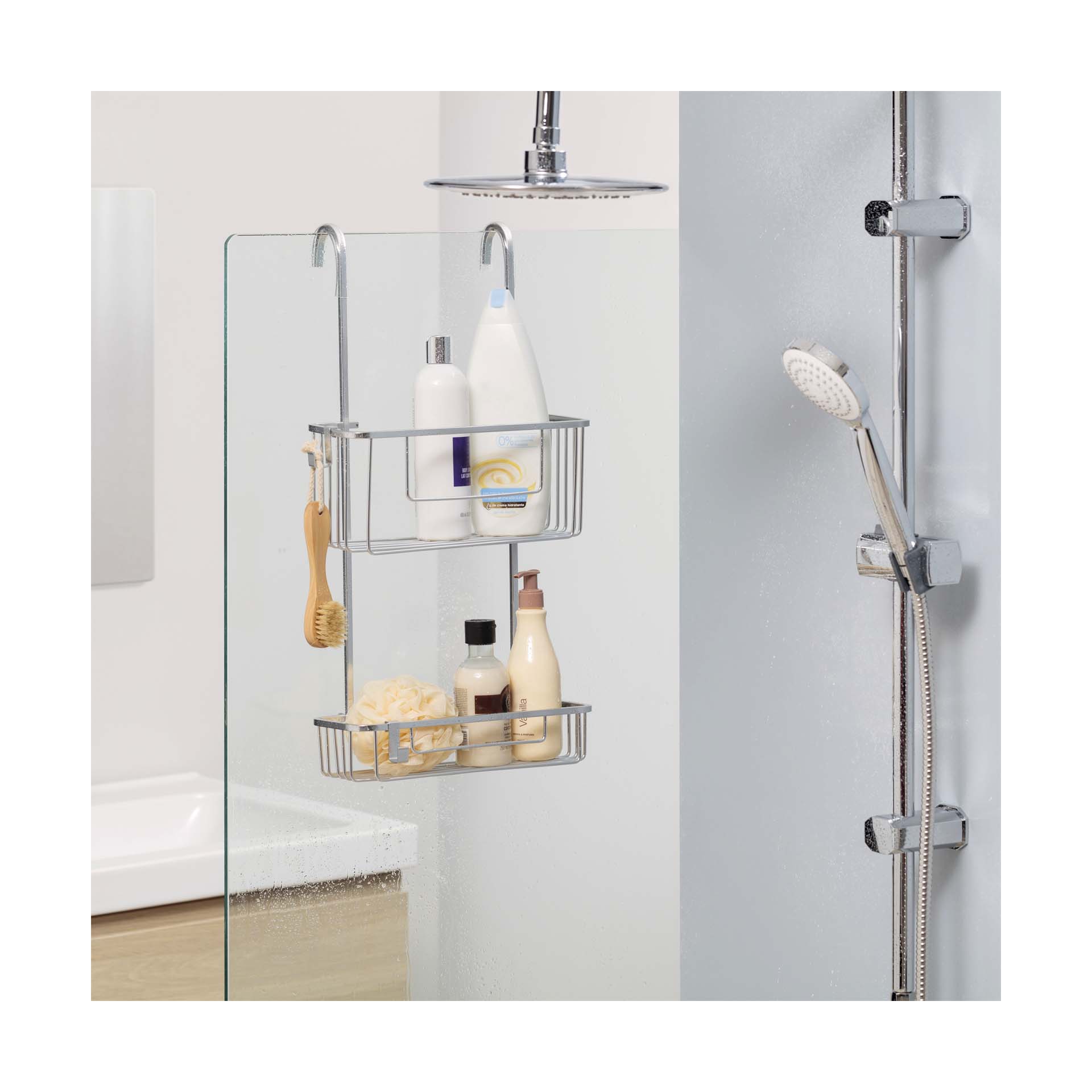 Cesto para Duche com 2 Prateleiras 56x28x15.50cm Alumínio Tatay
