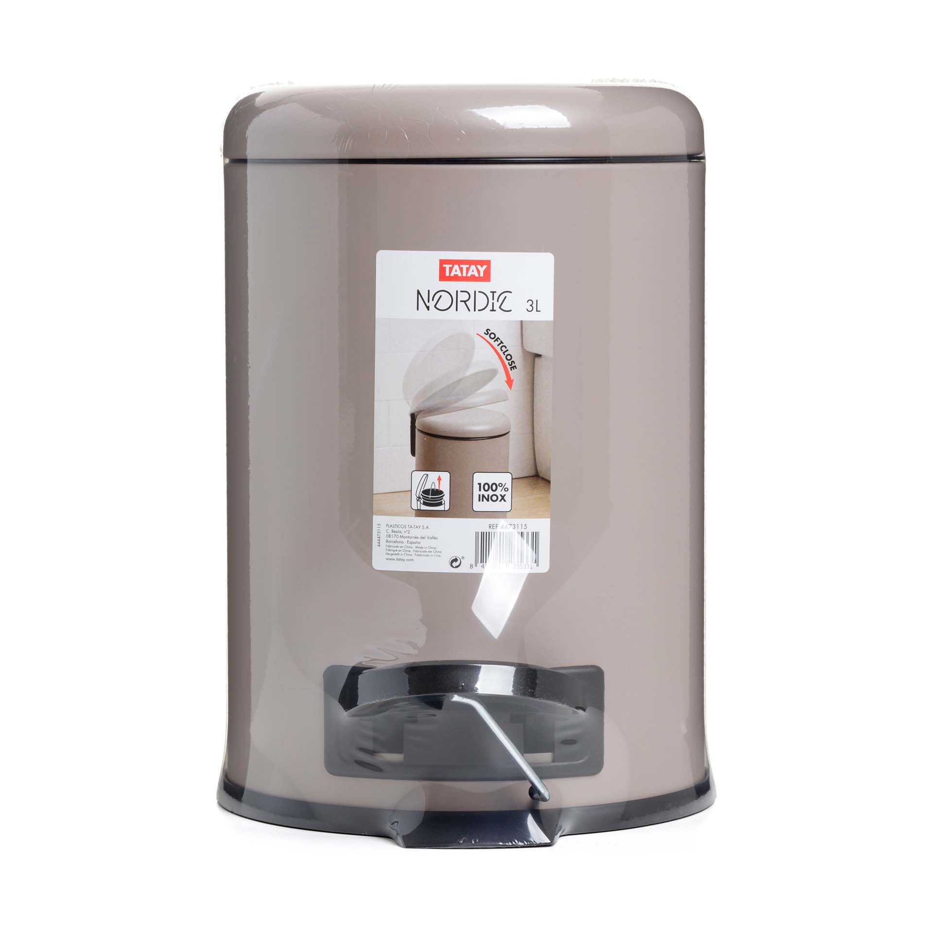 Balde de Lixo WC Nordic Taupe 3L Tatay