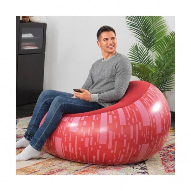 Puff Insufl�vel Redondo Vermelho � 112cm