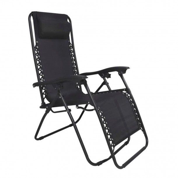 Espreguiadeira Dobrvel Tumbona Preta 64x177x113cm
