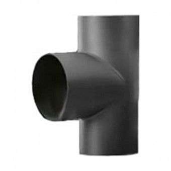 T� 90� com Tampa A�o 150mm Preto