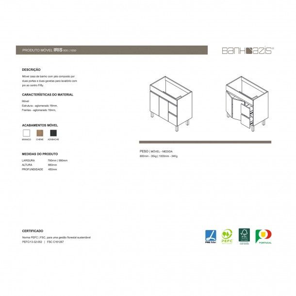 Mvel Iris 80 com Lavatrio 80 Fifty Banhoazis