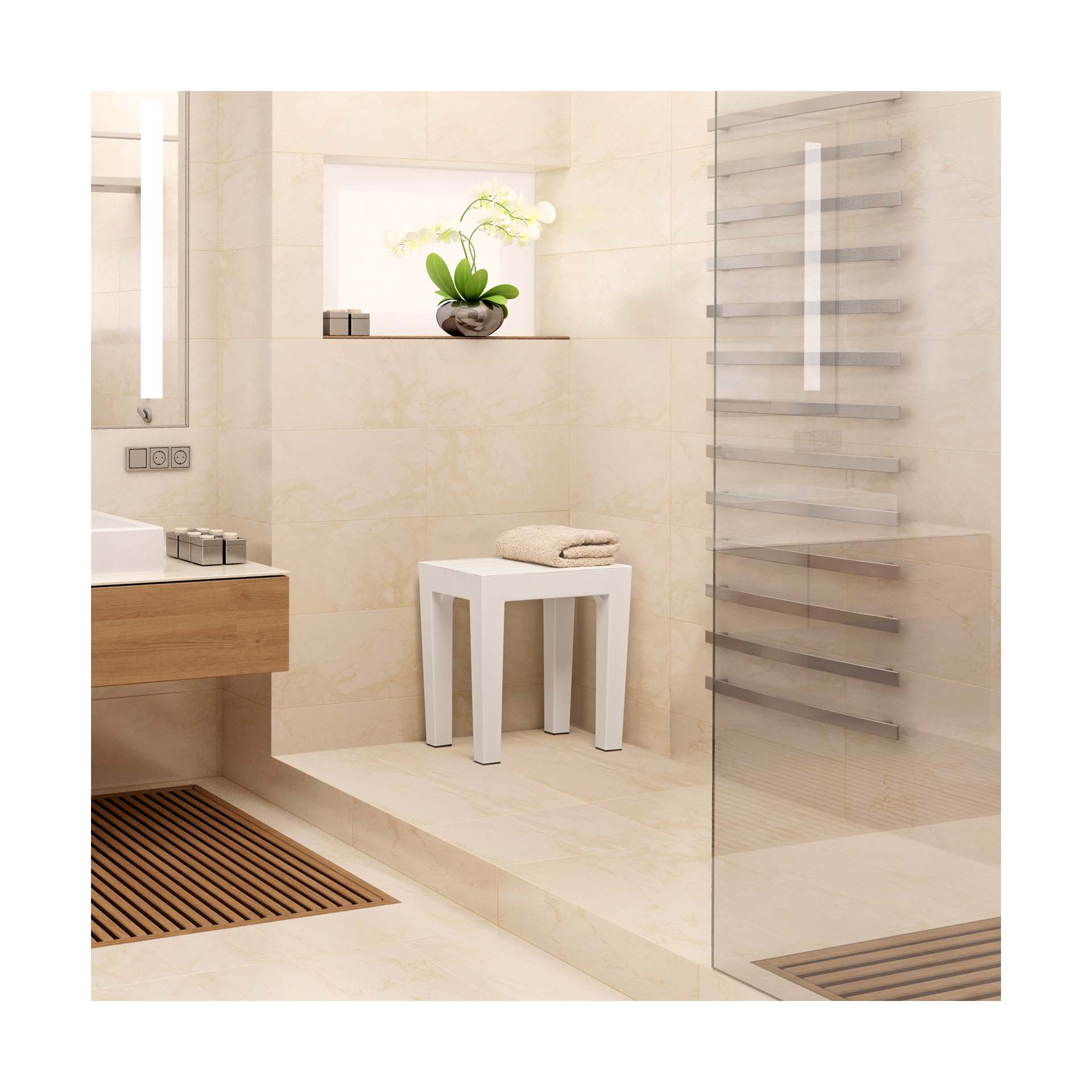 Banco para Duche Lombok Branco Tatay