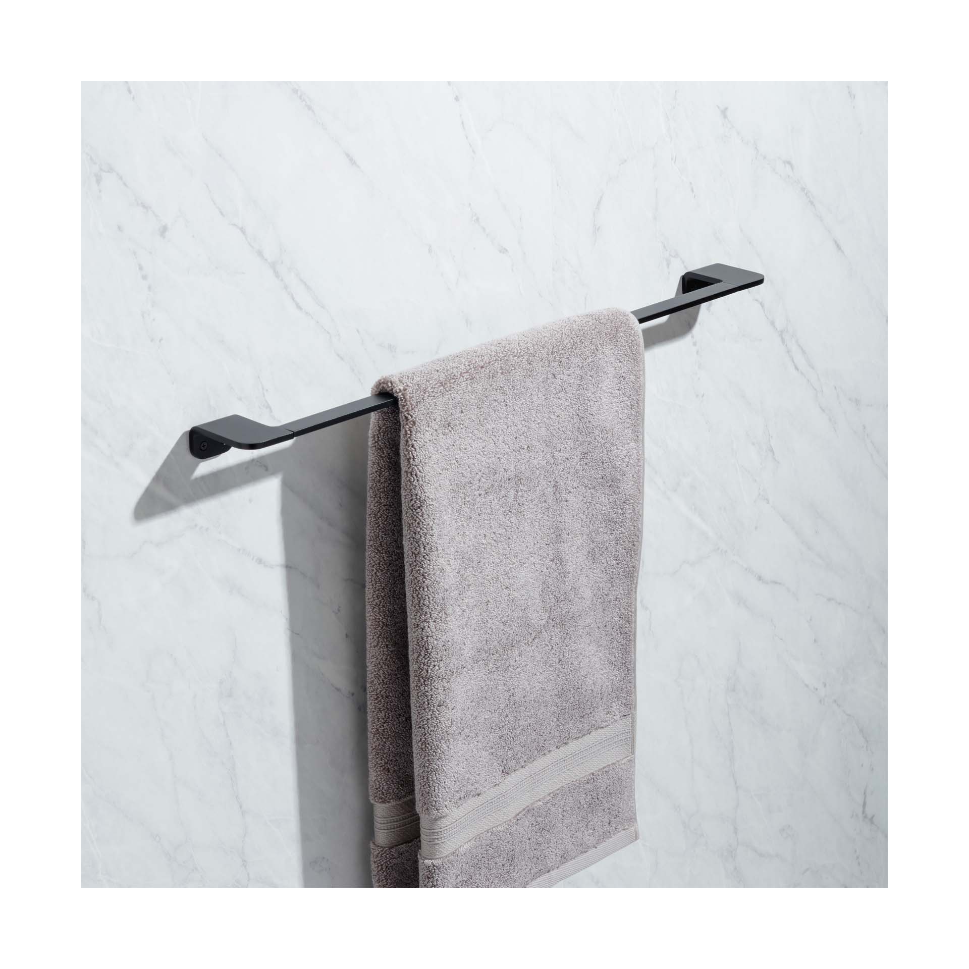 Toalheiro Barra de Colar Onyx Alumínio Preto 64cm Tatay