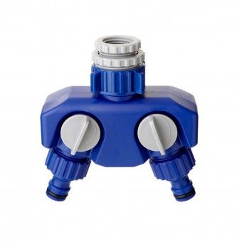 Racord R�pido F�mea 2 Vias Pl�stico Azul Blister 1/2"-3/4"-1" Tatay