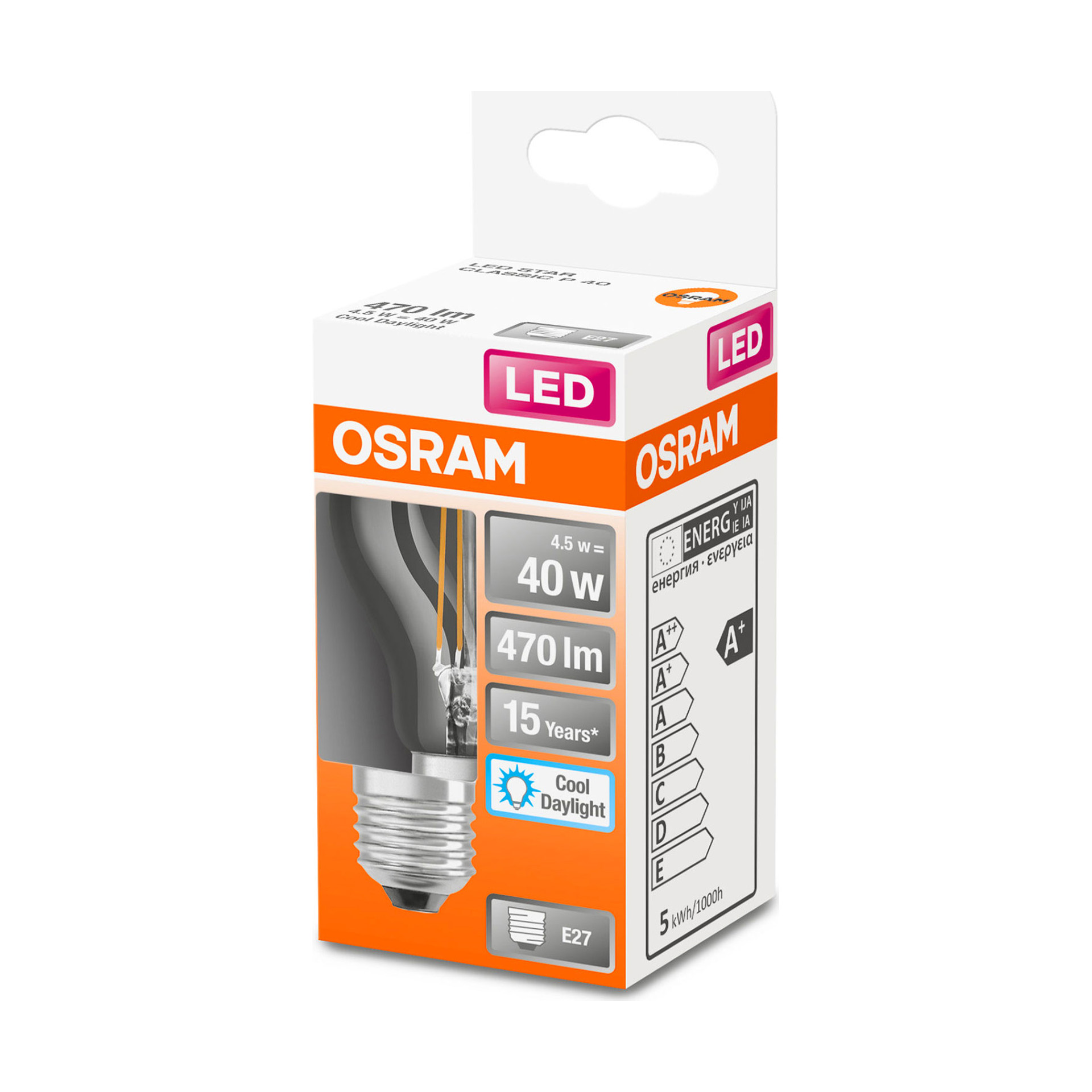 Lâmpada LED Filamento Osram Vidro Classic P40 E27 6500K