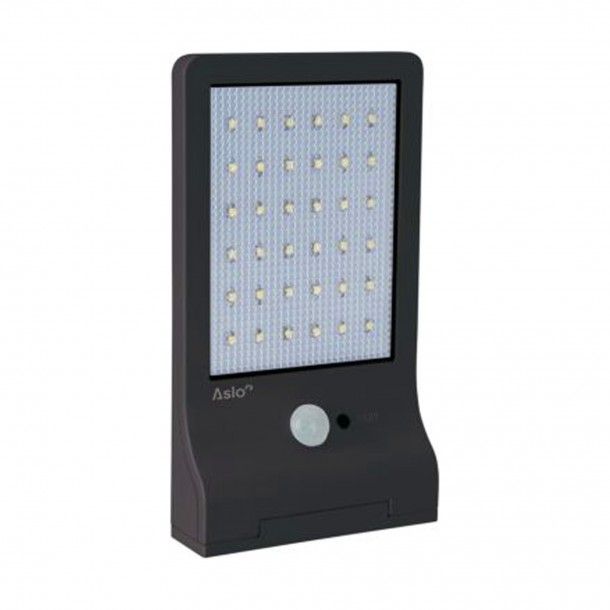 Aplique Solar com Sensor Preto Aslo