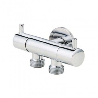 Torneira de Esquadria Dupla Horizontal 20x20x20mm Lat�o Cromado