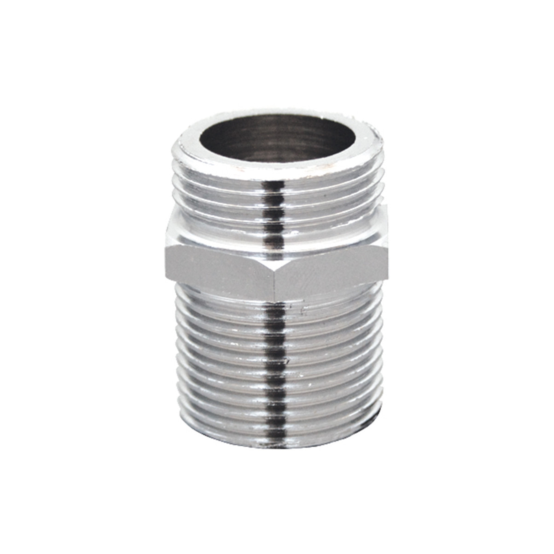 Casquilho Duplo Roscado 20mm Latão Cromado