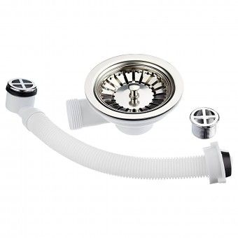 V�lvula de Banca Simples 1"1/2 com Tubo Respiro Redondo Cesto Inox 112mm Wirquin