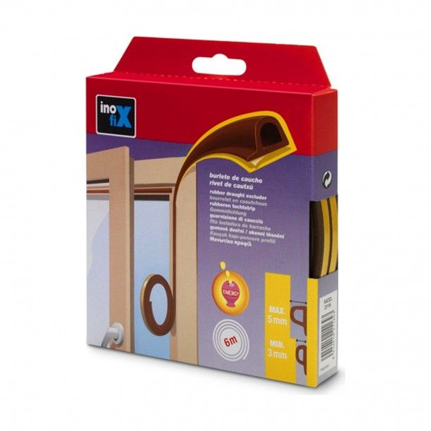 Fita de Calafetagem Adesiva 5,5x9mm 6M Perfil P Castanha Fita de Calafetagem Adesiva 5,5x9mm 6M Perfil P Castanha