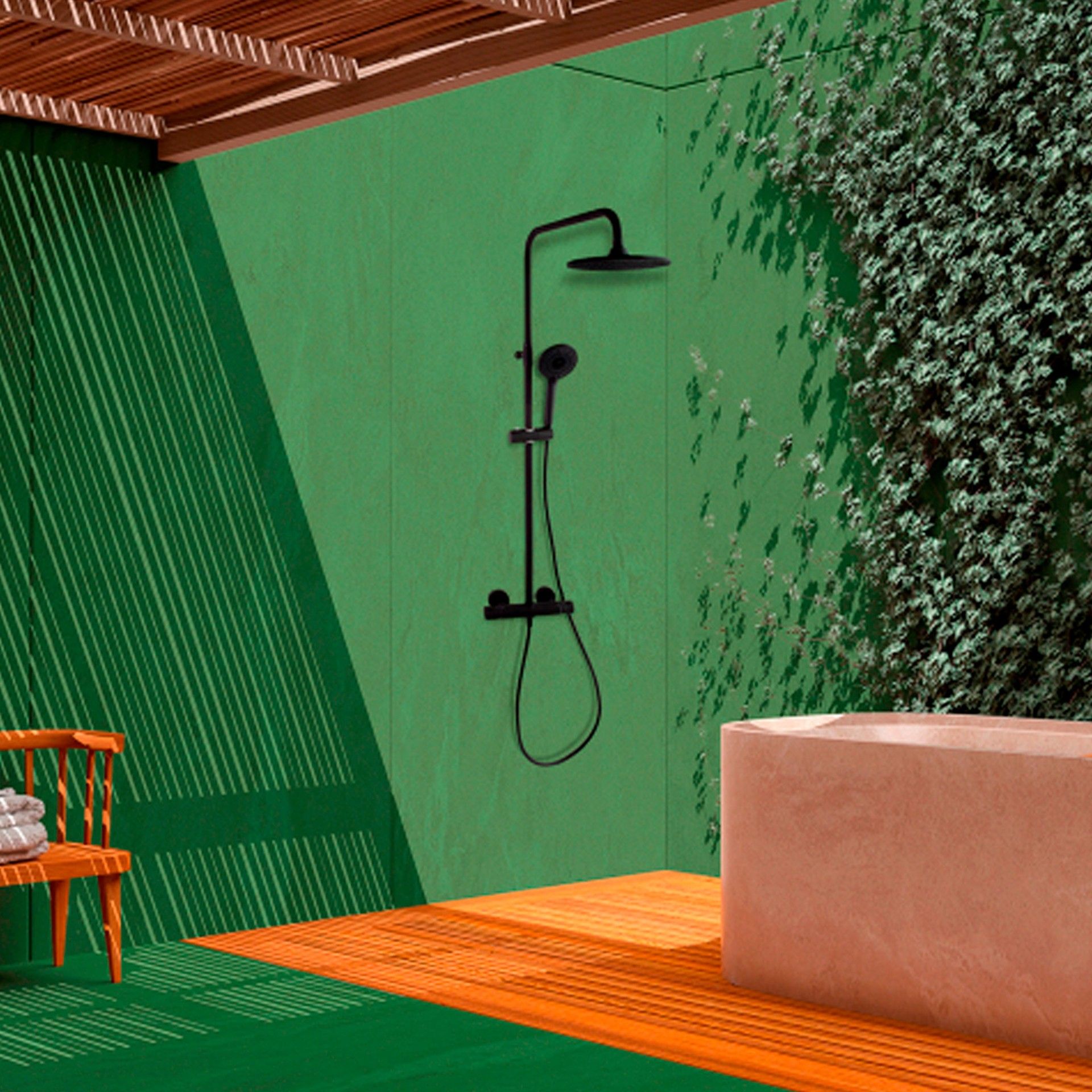 Coluna de Duche Termostática Termotech Preta